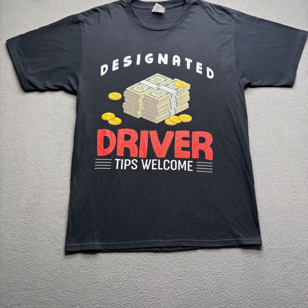 Port & Company Men T-Shirt Cotton Medium Designated Driver Humor Black